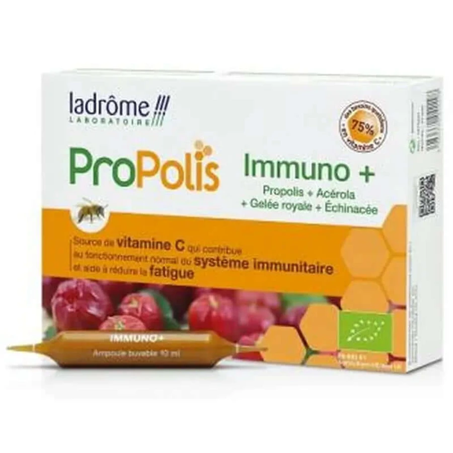 Ladrome Propolis Immuno+ Propolis et Vitamine C, 20 Ampoules