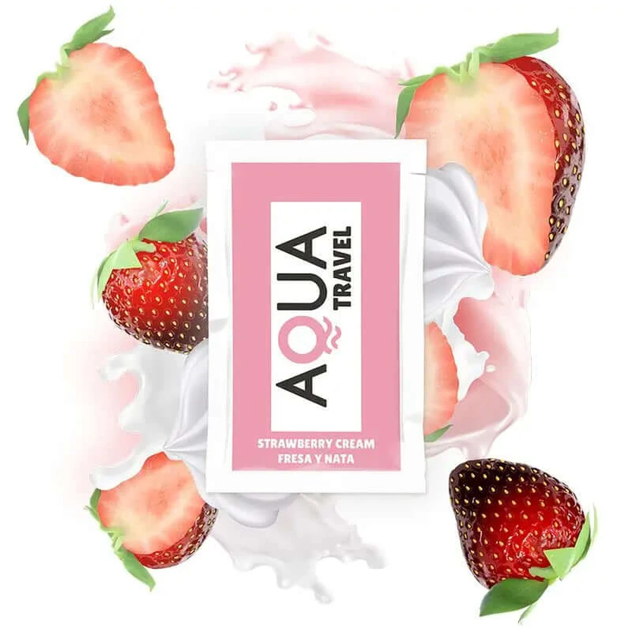 Aqua Travel Gleitmittel auf Wasserbasis Erdbeer- & Sahnegeschmack - 6 Ml