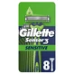 Bande lubrifiante pour rasoirs jetables Sensor3 Sensitive de Gillette pour hommes, 8 unités