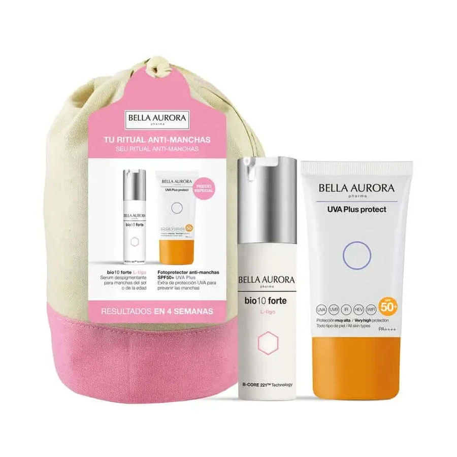 Bella Aurora Anti-Spots Pack Bio10 Forte L-Tigo + Photoprotector Uva Plus + Geschenkset, 30 + 50 ml