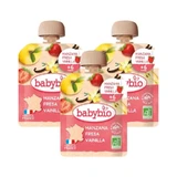 Babybio Zakje Appel Aardbei Vanille, verpakking 3 x 90 gram
