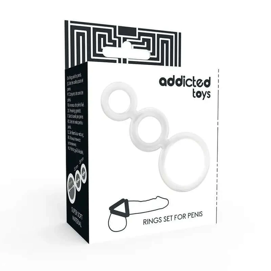 Addicted Toys Set Penis & Testicle Rings Clear