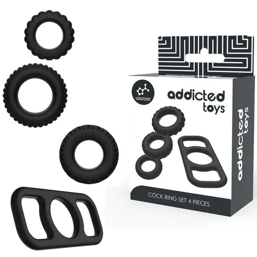 Addicted Toys Set 4 Silicone Penis Rings