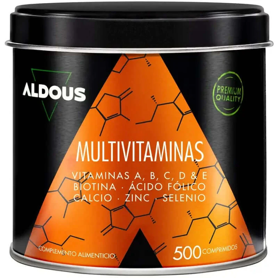 Aldous Bio Multivitamine Vitamin C, D, E, A, B-Vitamine, Biotin, Folsäure, Calcium, Zink, Selen, 500 Tabletten