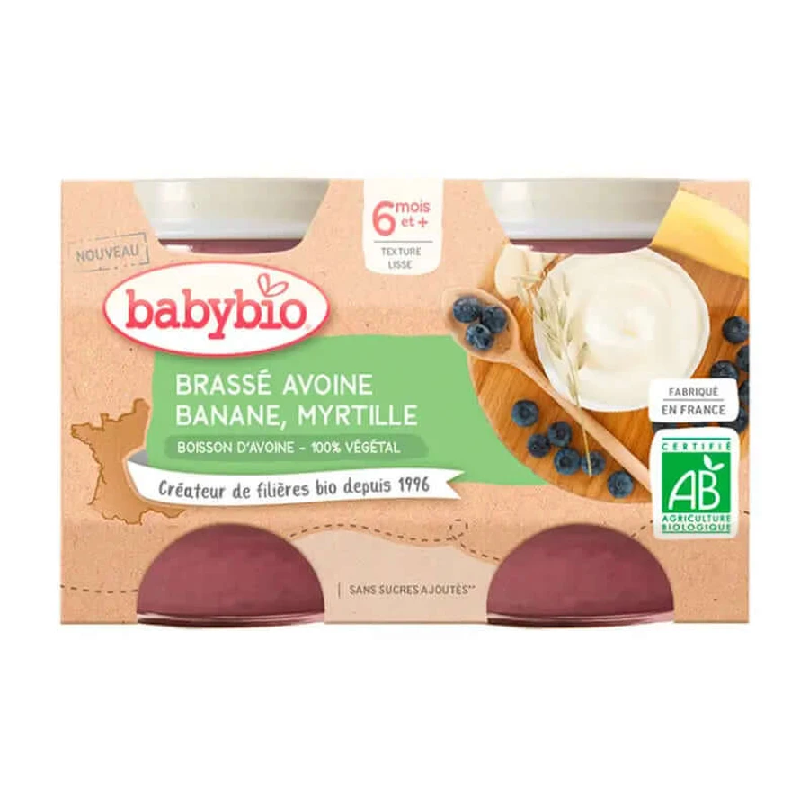 Babybio Yaourt Avoine Banane Myrtille - 2x130g