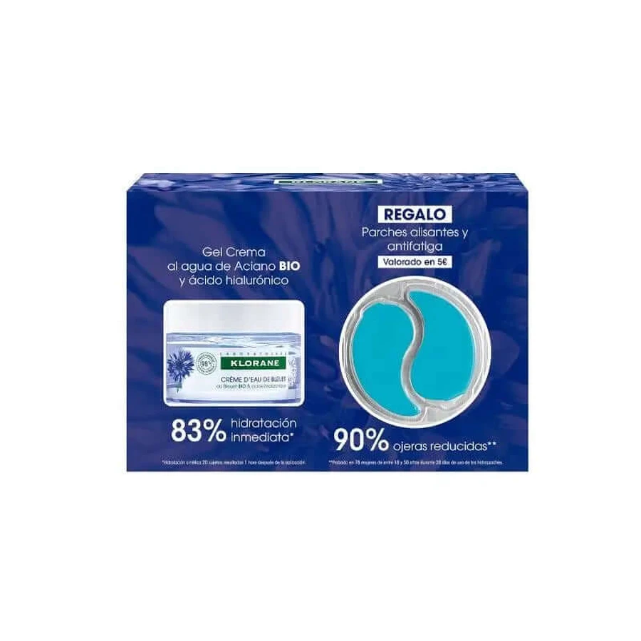 Klorane Bio Kornblume und Hyaluronsäure-Wasser-Creme-Gel 50 ml + Gratis Glättungs- und Anti-Müdigkeits-Pflaster mit Kornblume