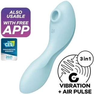 Satisfyer Connect Curvy Trinity 5 Estimulador Y Vibrador App - Azul