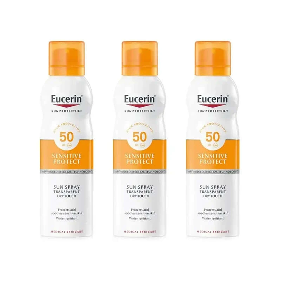 Eucerin Sonnenschutz Spray Transparent Dry Touch Spf50+, 3X200 Ml