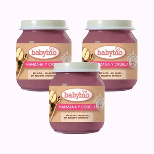 Babybio Appel Pruim, pak 3 x Pruim, 130g