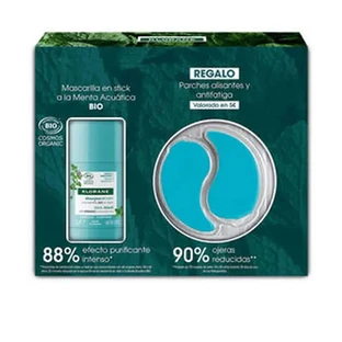 Klorane Bio Aquatic Masque Stick Purifiant à la Menthe - 50 Ml + Cadeau Patchs Lissants et Anti-Fatigue au Bleuet