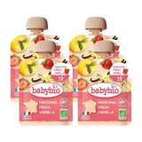 Babybio Pouch Apfel Erdbeere Vanille Apfel, Packung 4 x 90 Gramm