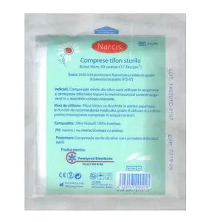 Sterile gauze pads, 8x10 cm, 50 layers, Narcissus