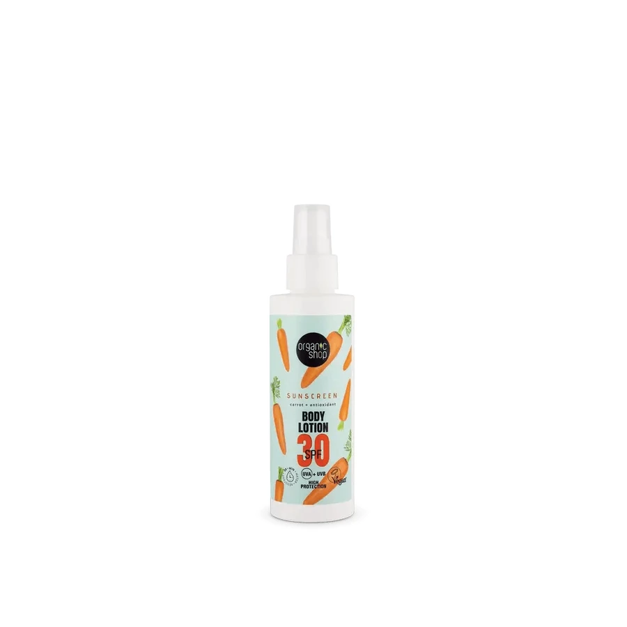 Organic Shop Body Lotion Met Zonnebescherming Wortel + Antioxidanten Spf30, 150 Ml