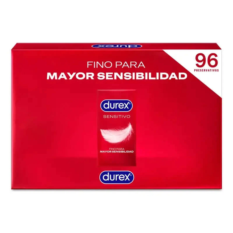 Durex Soft Sensitive Préservatifs pour une sensibilité accrue, paquet de 96 pièces.