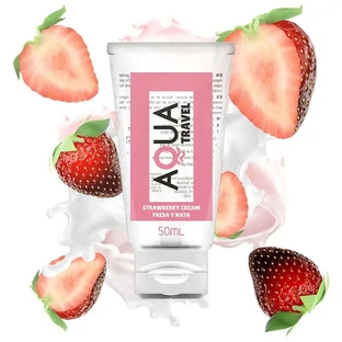Aqua Travel Lubricante Base Agua Sabor Fresa Y Nata - 50 Ml