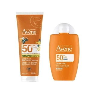 Avène Ultra Invisible Vloeibaar Spf50 50 Ml + Melk Spf 50+ Kinderen 250 Ml