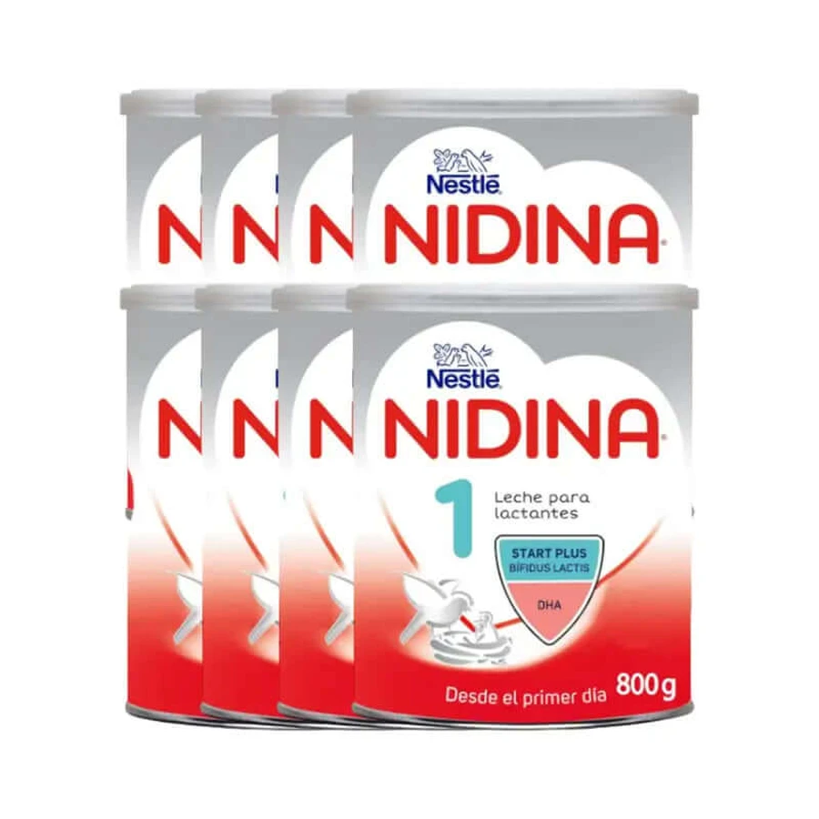 Packung 8 X Nestlé Nidina 1 für Kleinkinder 800 g