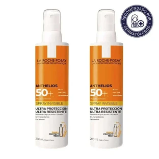 La Roche Posay Anthelios Invisible Spray Pack SPF 50+ Zonnebrandcrème Lichaam, 2X200 ml