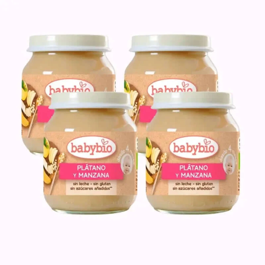 Babybio Banane und Apfel, Packung 4 x 130 g