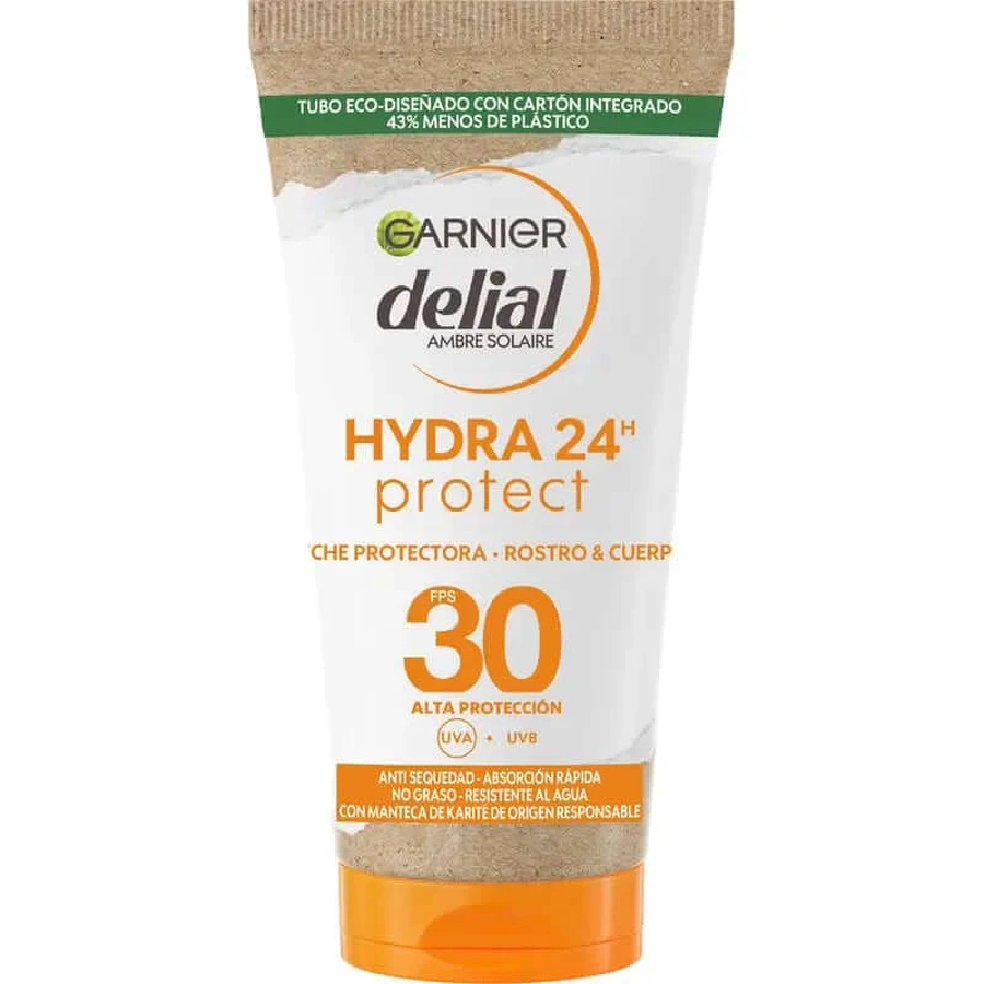 Garnier Delial Delial Schutzmilch Spf 30 Hydra 24 Protect, wasserabweisende und feuchtigkeitsspendende Formel mit Shea Butter