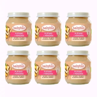 Babybio Banaan en Appel, verpakking 6 x 130 g
