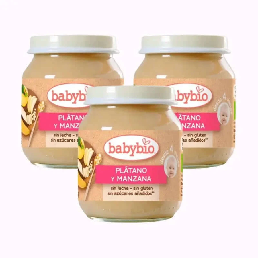Babybio Banane et pomme, paquet de 3 x 130 grammes