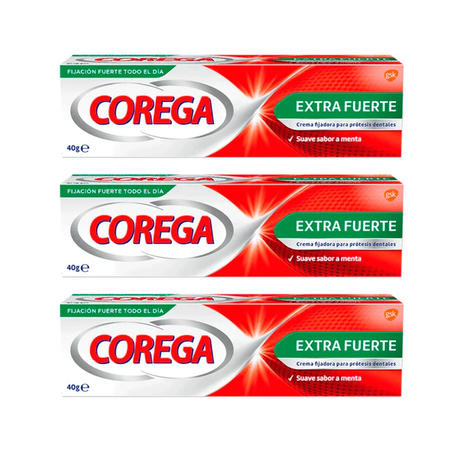 Corega Triplo Super Ultra Crème Extra Forte, 3 x 40 grammes