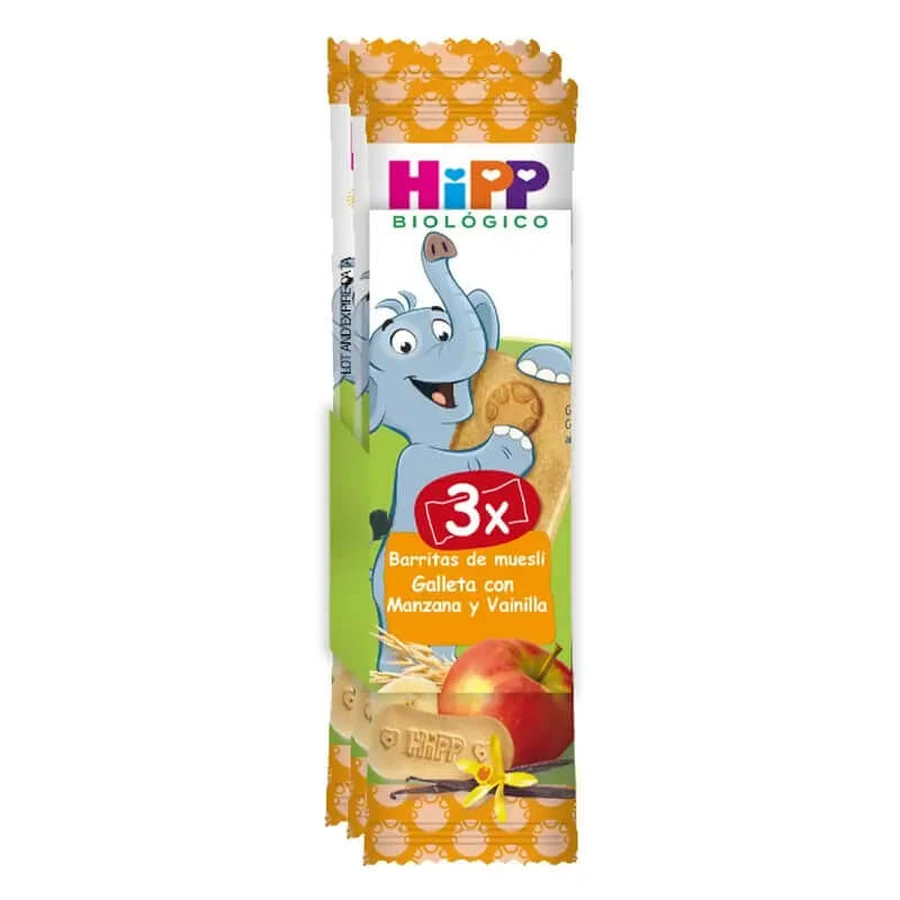 Hipp Biological Muesli Bars Apple & Vanilla Biscuit, Pack 3x20 grams