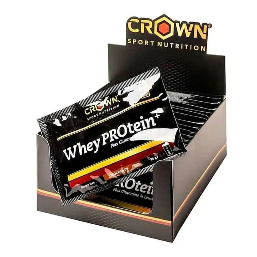 Crown Sport Nutrition Whey Protein + Chocolade Enkelvoudige dosis, 10 x 28 gram