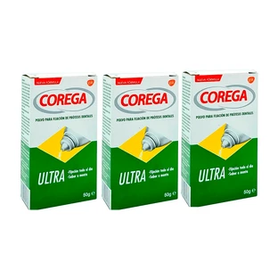Corega Triplo Ultra Adhesive Powder, 3 x 50 grammes