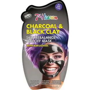 7 Heaven Peel-Off Mask Charcoal & Black Clay Rebalances Skin , 10 ml