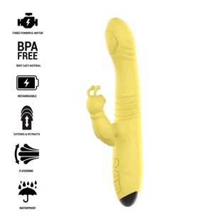 Intense Toky Vibrator multifuncțional reîncărcabil sus și jos cu stimulator de clitoris galben