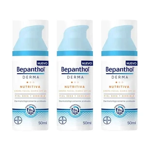 Bepanthol Derma Crema Viso Nutriente Quotidiana Spf 25, 3X50 Ml