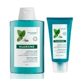 Klorane Bio Pfefferminz Shampoo Pack, 400 ml + Klorane Aquatic Pfefferminz Balsam, 150 ml