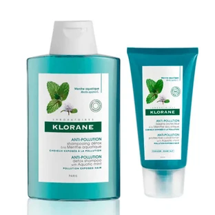 Klorane Bio Pfefferminz Shampoo Pack, 400 ml + Klorane Aquatic Pfefferminz Balsam, 150 ml