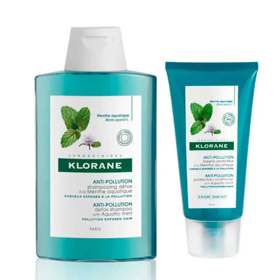 Klorane Bio Pfefferminz Shampoo Pack, 400 ml + Klorane Aquatic Pfefferminz Balsam, 150 ml