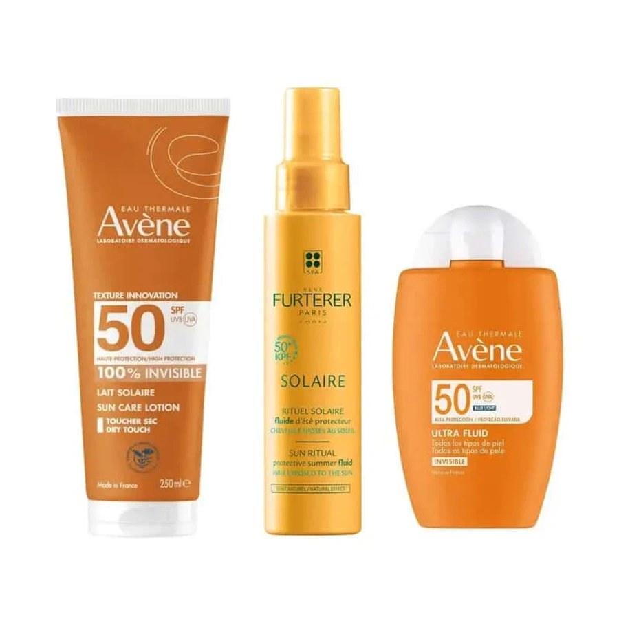 Avène Ultra Fluido Invisible Spf50 50 Ml + Leche Invisible Spf 50 250 Ml + Fluido Solar Protector Kpf 50⁺ 100 Ml