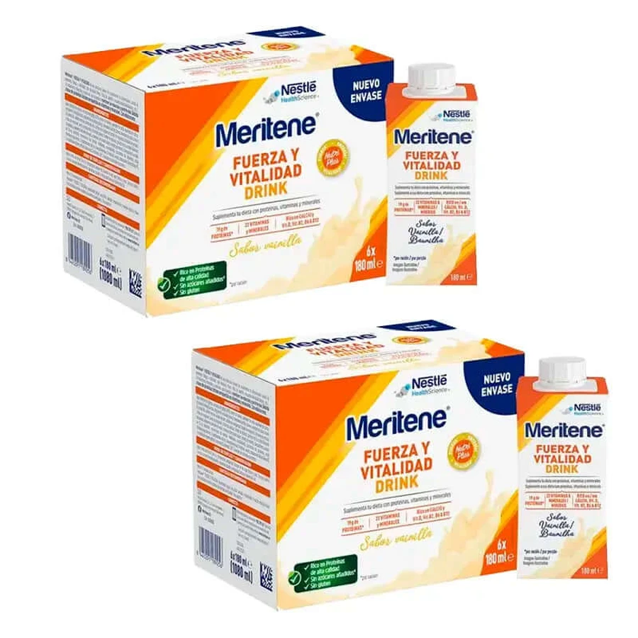 Meritene Fuerza Y Vitalidad Drink Vainilla, Pack 2 Cajas 6 x 180 ml