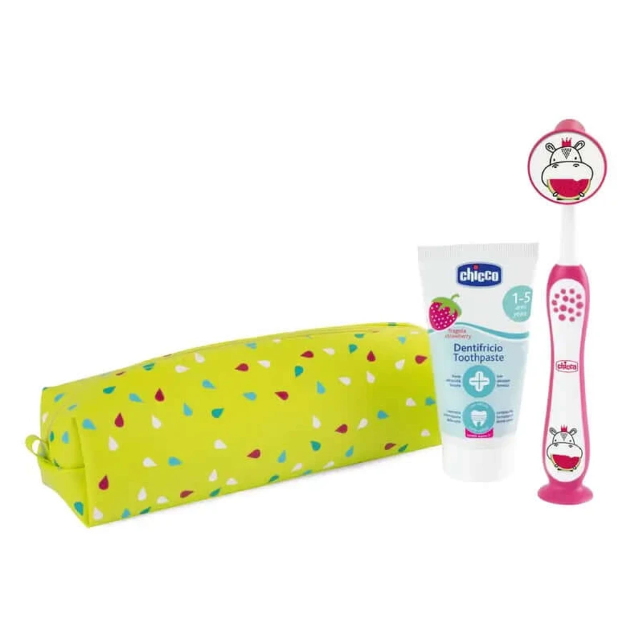 Chicco Hippo Blue Pink Dental Set 36M+