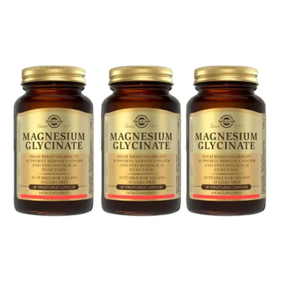 Solgar Magnesio Bisglicinato, Pack 3 x 60 Cápsulas Vegetales