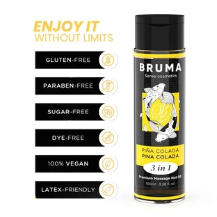 Bruma Aceite De Masaje Premium Efecto Calor Sabor Piña Colada 3 En 1 , 100 ml