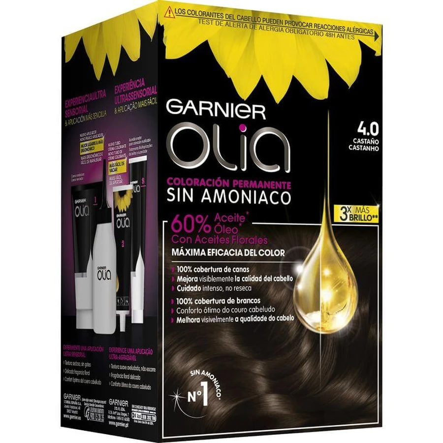 Garnier Olia Permanent Coloring Without Ammonia For A Pleasant Smell With Natural Floral Oils - Chestnut 4.0
