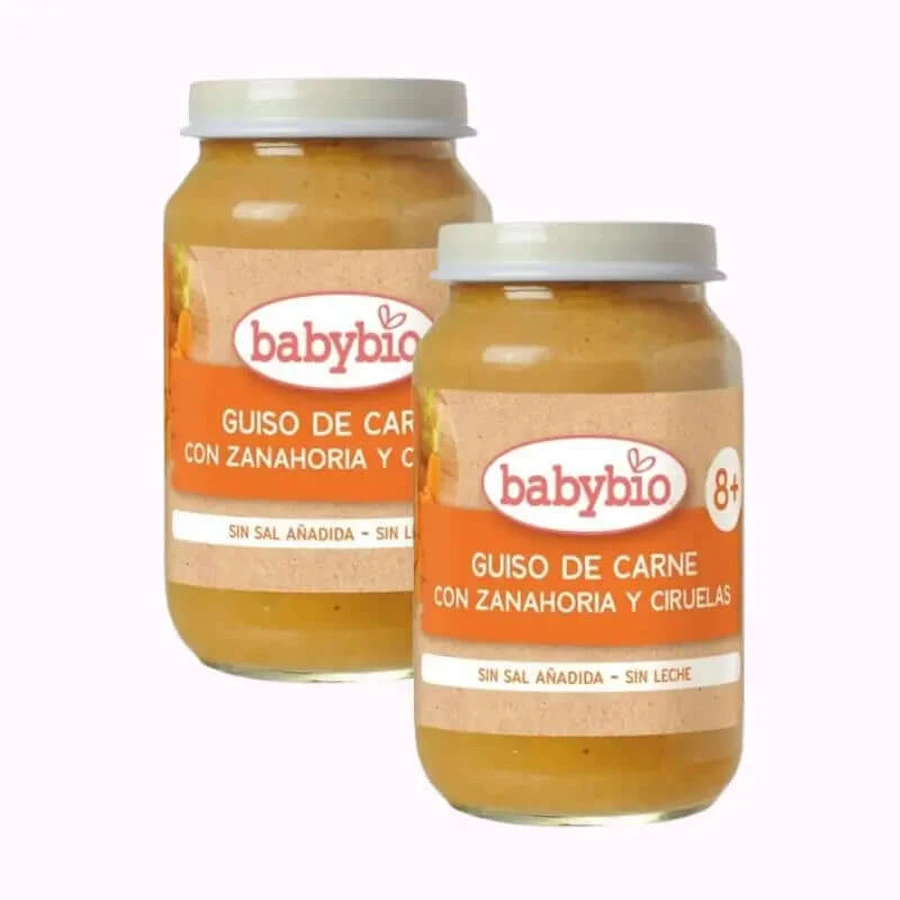 Babybio Rundvleesstoofpot met wortel en pruimen, verpakking 2 x 200 gram