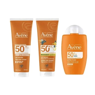 Avène Ultra Invisible Fluid Spf50 50 Ml + Invisible Milk Spf 50 250 Ml + Milk Spf 50+ Kinder 250 Ml