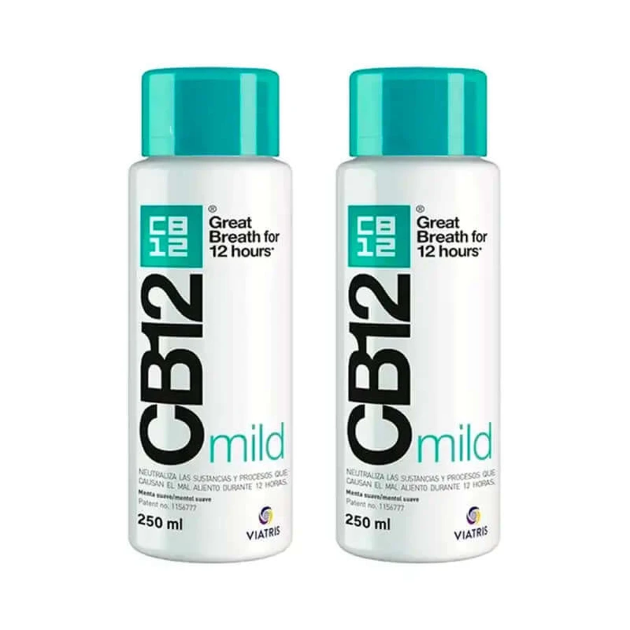Cb12 Mild Mouthwash Mild Mint Flavored Halitosis Mouthwash, 2X250 Ml