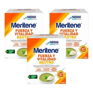 Meritene Shake Force et Vitalité Goût Neutre, Pack 3 Boîtes 7 sachets x 50 gr.