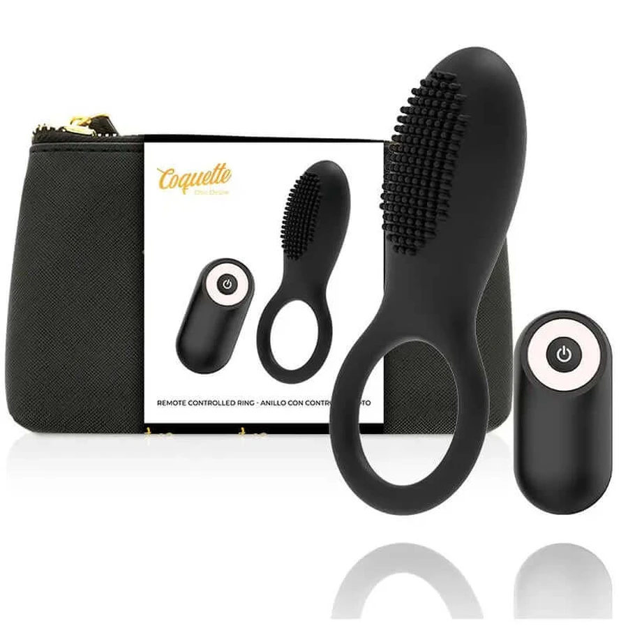 Coquette Chic Desire Anillo Vibrador Control Remoto Recargable Negro / Gold