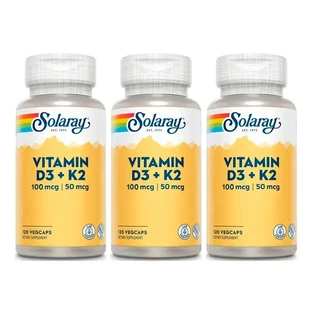 Solaray Vitamin D3 & K2 (Mk7) Packung 3 x 120 Kapseln