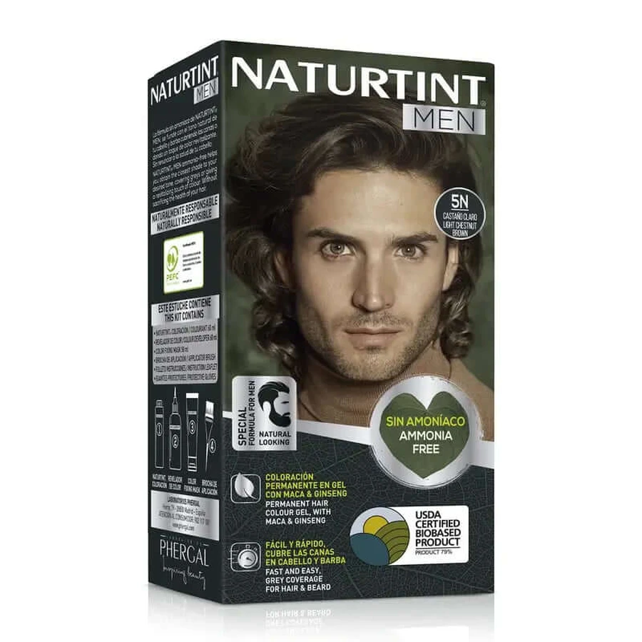 Naturtint Men Permanent Hair & Beard Color for Men 5N Ammonia Free - Light Brown