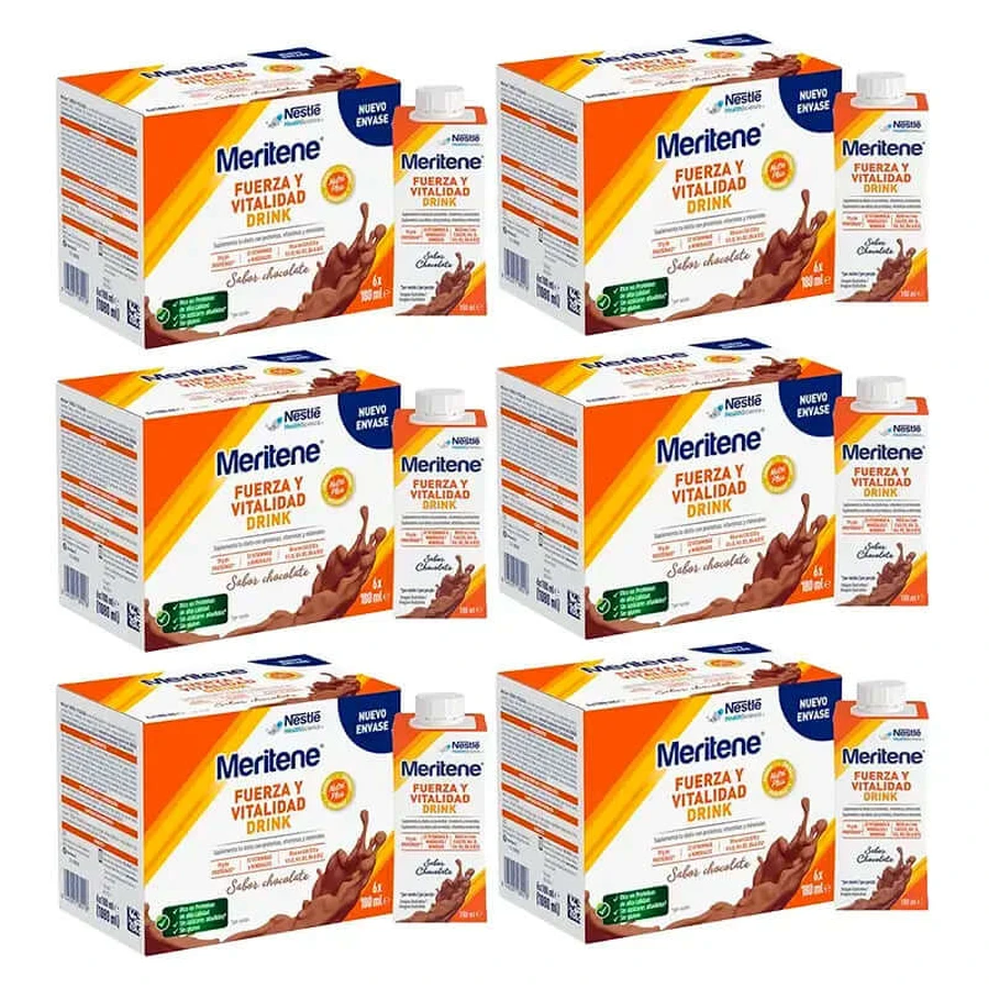 Meritene Strength & Vitality Drink Chocolate, Pack 6 Boxes 6 x 180 ml